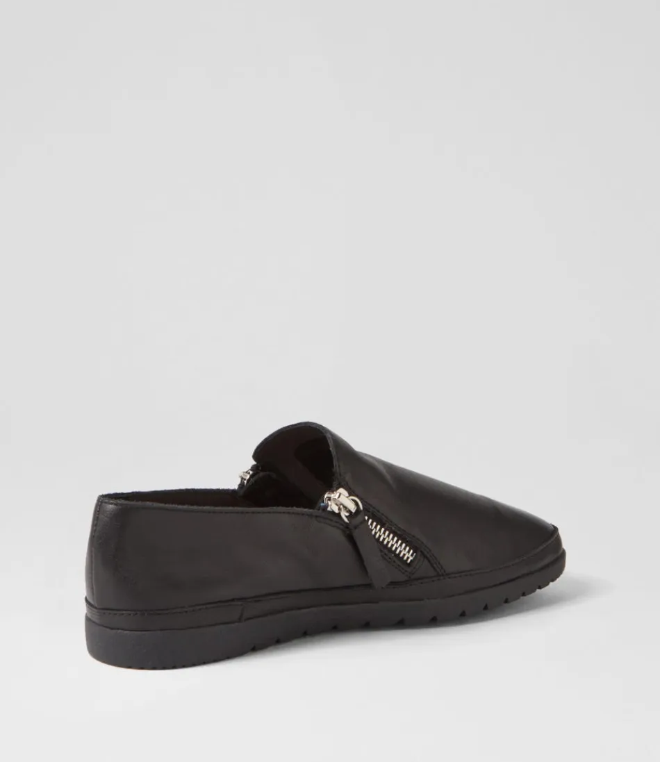 Élégantes mocassins plates DIANA FERRARI - Modèle Ashli en cuir noir pour femme