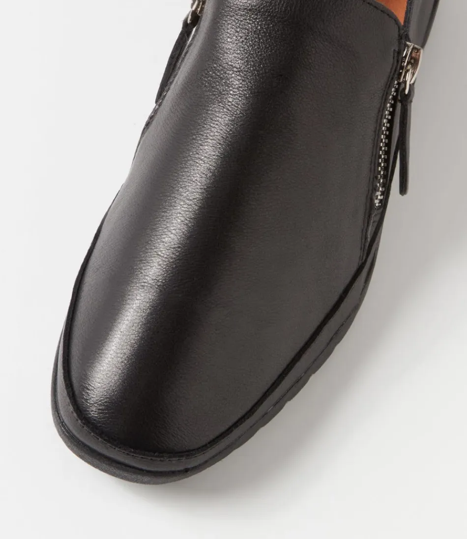 Élégantes mocassins plates DIANA FERRARI - Modèle Ashli en cuir noir pour femme