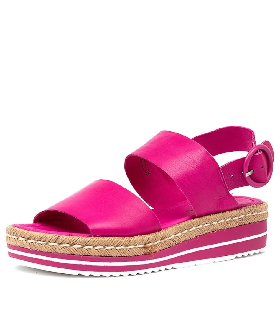 Élégantes espadrilles printanières DJANGO & JULIETTE - Cuir fuchsia Atha pour femme, style méditerranéen confortable