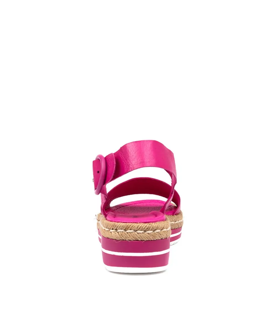 Élégantes espadrilles printanières DJANGO & JULIETTE - Cuir fuchsia Atha pour femme, style méditerranéen confortable