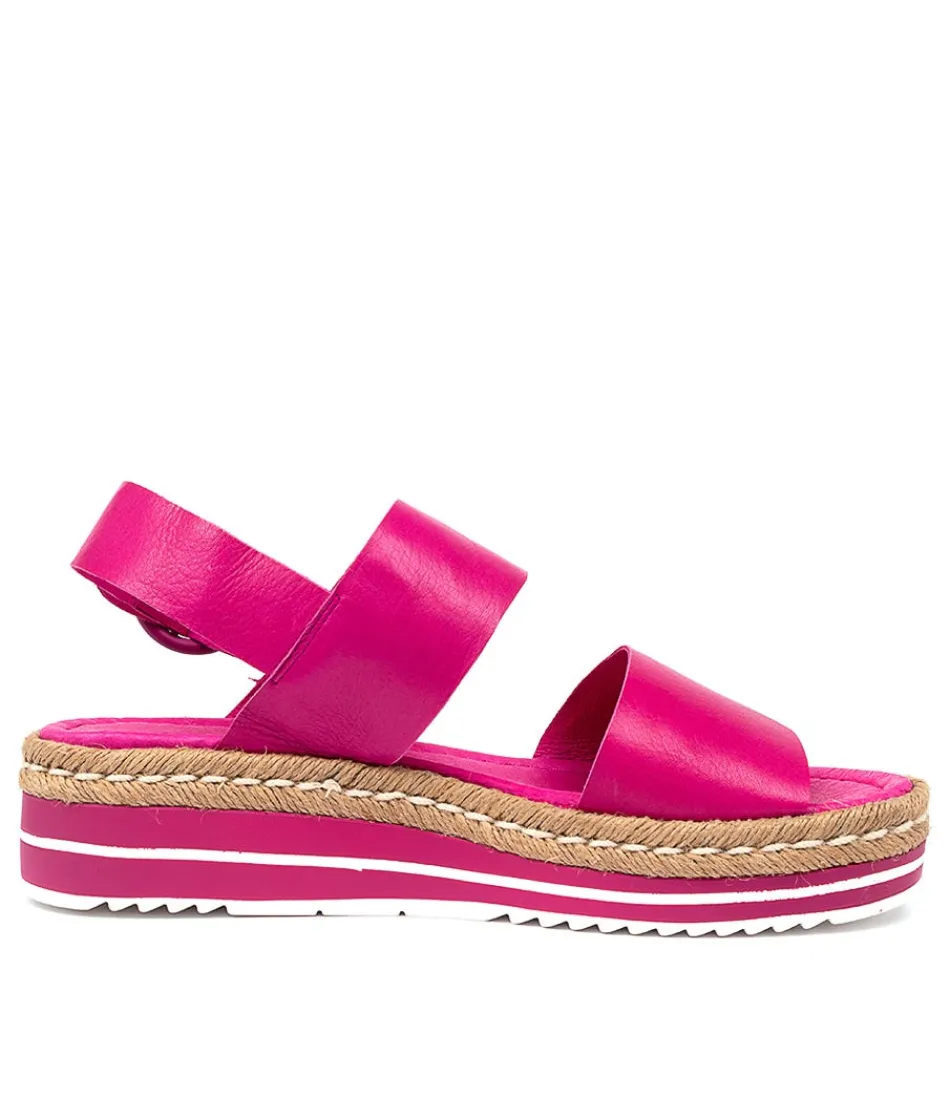 Élégantes espadrilles printanières DJANGO & JULIETTE - Cuir fuchsia Atha pour femme, style méditerranéen confortable