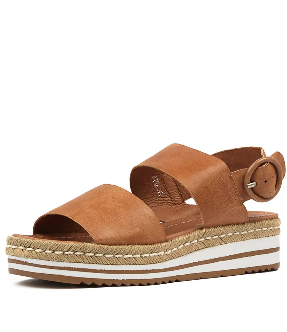 Sandales Élégantes DJANGO & JULIETTE pour Femme - Modèle Atha en Cuir Souple Beige Foncé Taille Grandeur Nature