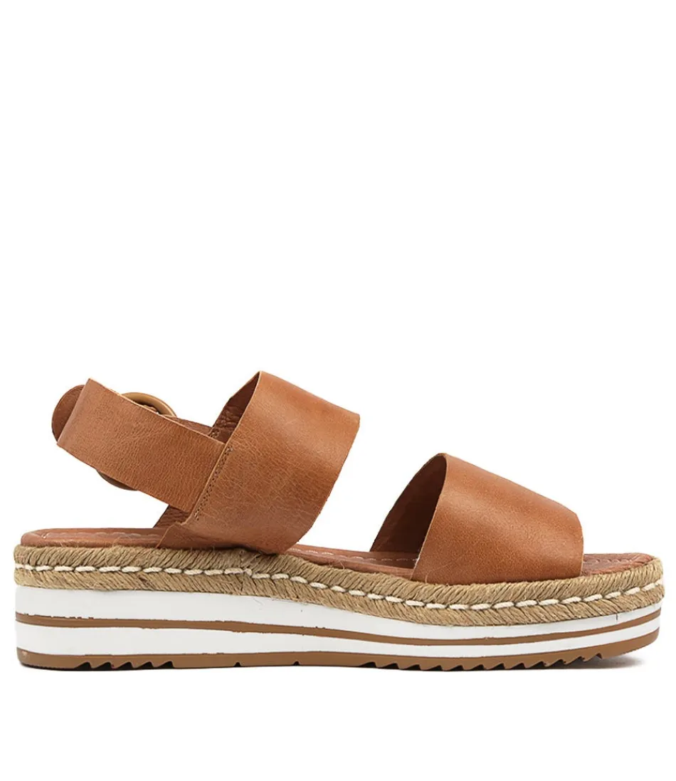 Sandales Élégantes DJANGO & JULIETTE pour Femme - Modèle Atha en Cuir Souple Beige Foncé Taille Grandeur Nature