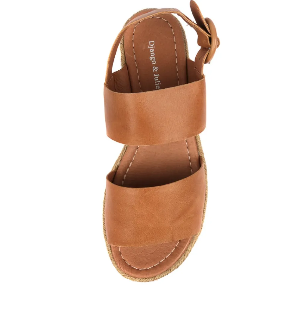 Sandales Élégantes DJANGO & JULIETTE pour Femme - Modèle Atha en Cuir Souple Beige Foncé Taille Grandeur Nature