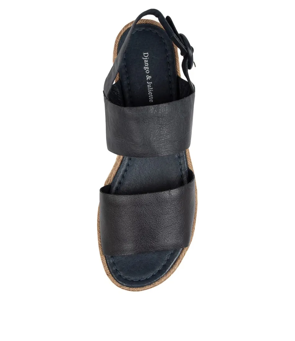 DJANGO & JULIETTE - Espadrilles Femme en Cuir Marine Confortables Atha Lrg - Style Bohème Élégant