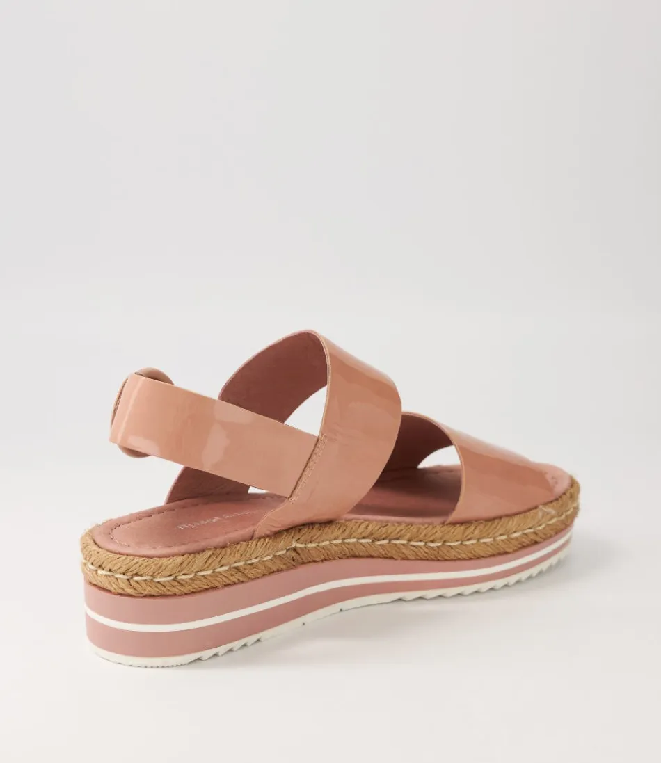 Élégantes Espadrilles DJANGO&JULIETTE pour femme - Modèle Atha en cuir verni effet brillant, teinte champignon raffinée