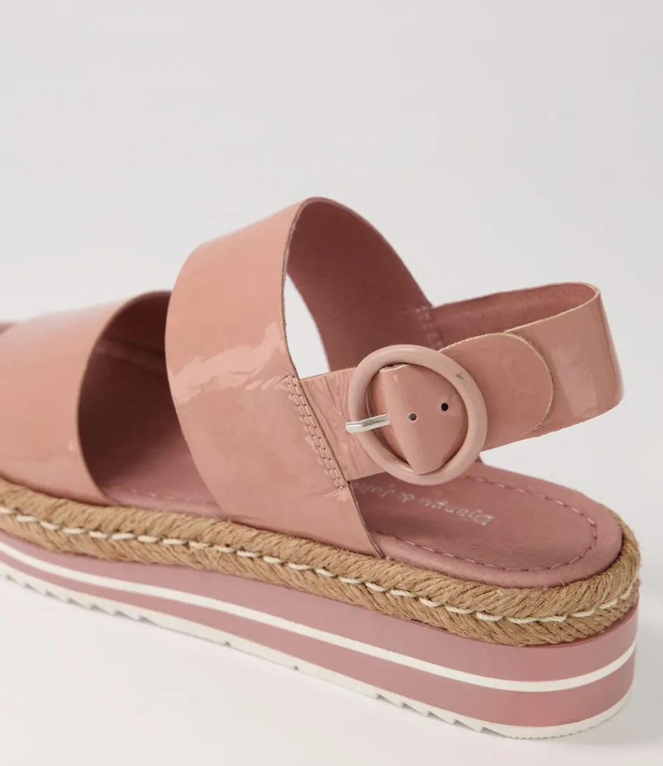 Élégantes Espadrilles DJANGO&JULIETTE pour femme - Modèle Atha en cuir verni effet brillant, teinte champignon raffinée