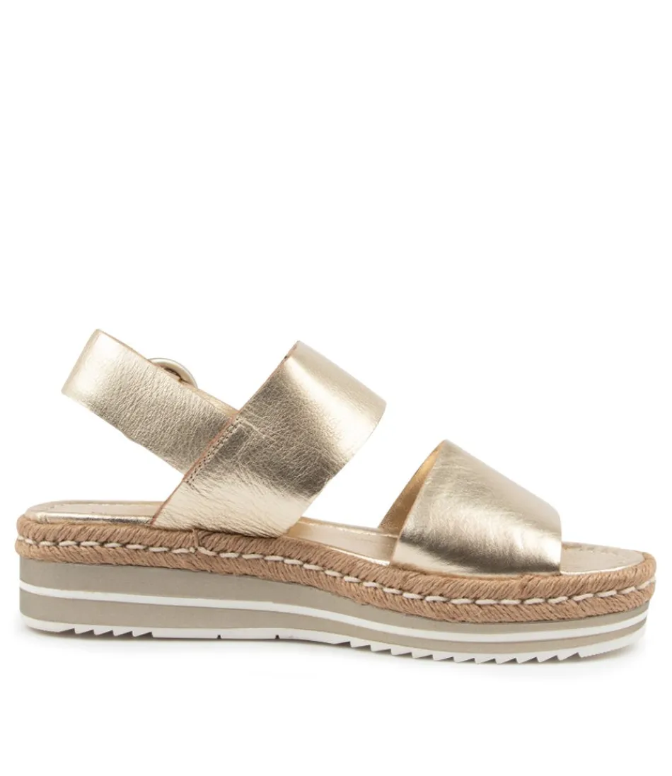 Espadrilles DJANGO & JULIETTE pour femme - Modèle Atha en cuir doré clair, élégantes et confortables