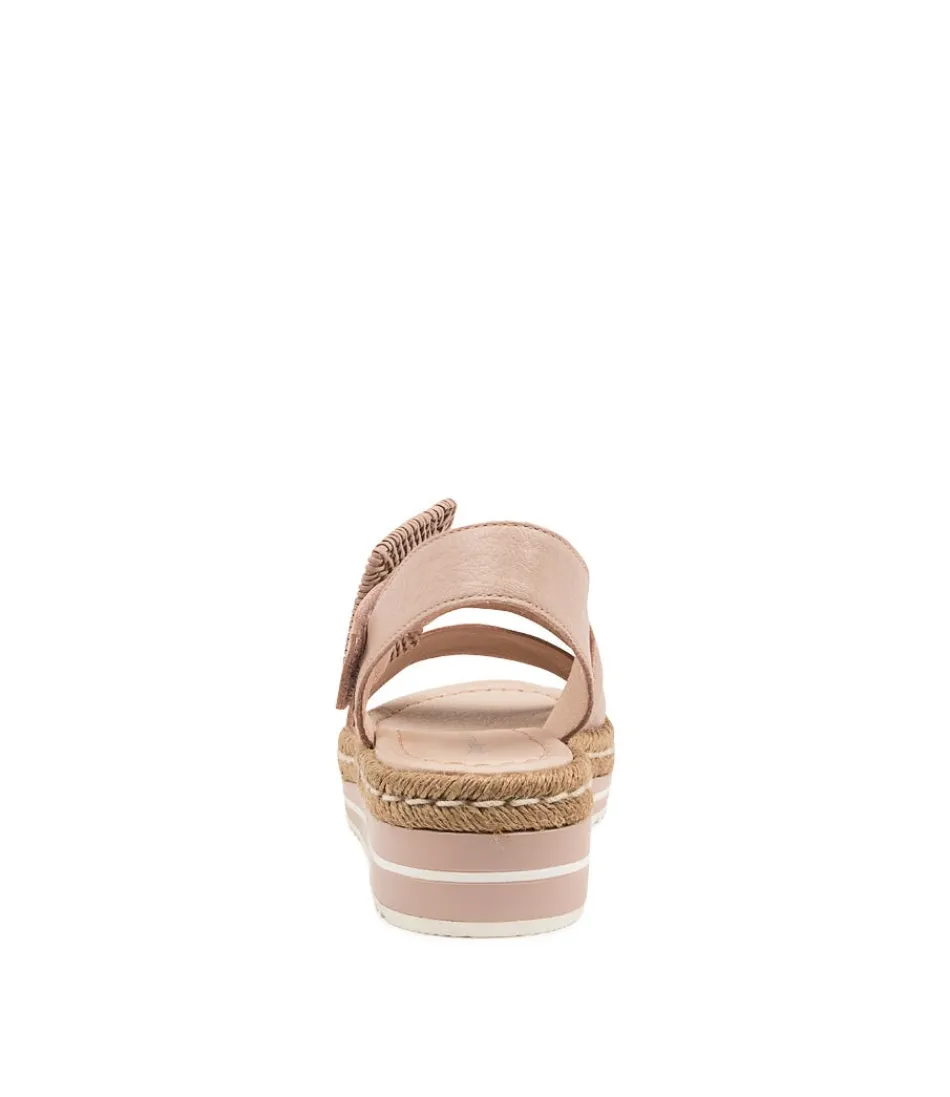 DJANGO & JULIETTE - Espadrilles Femme Printanières en Toile - Rose Poudré Cuir Souple - Collection Atory