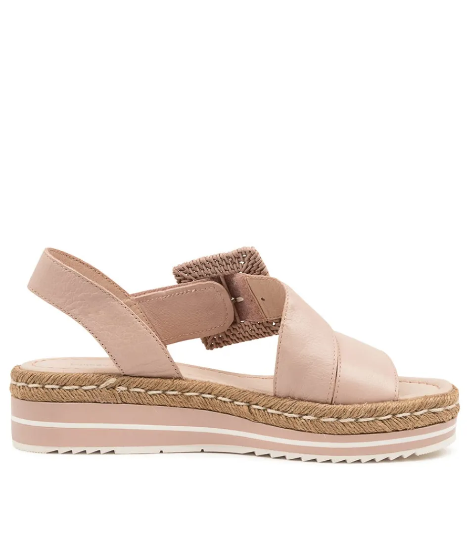 DJANGO & JULIETTE - Espadrilles Femme Printanières en Toile - Rose Poudré Cuir Souple - Collection Atory