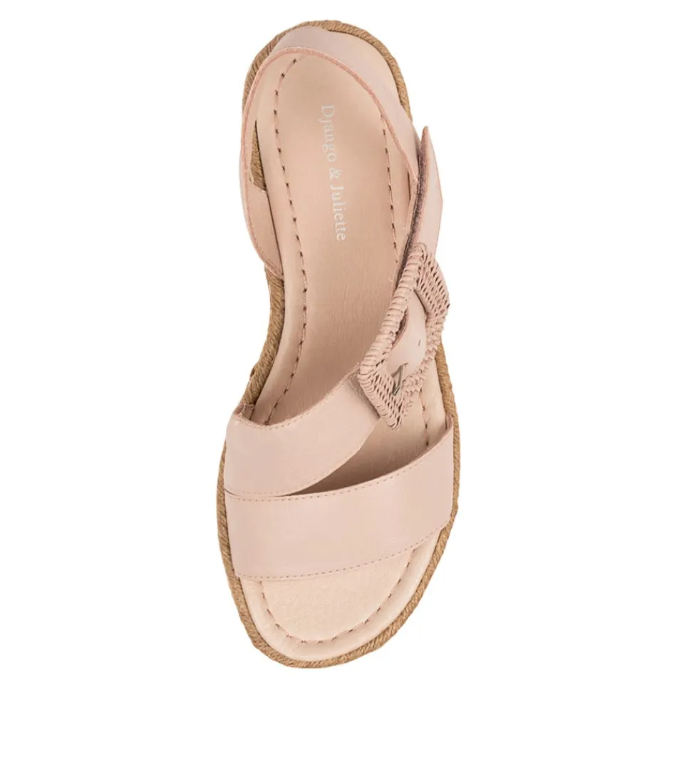 DJANGO & JULIETTE - Espadrilles Femme Printanières en Toile - Rose Poudré Cuir Souple - Collection Atory