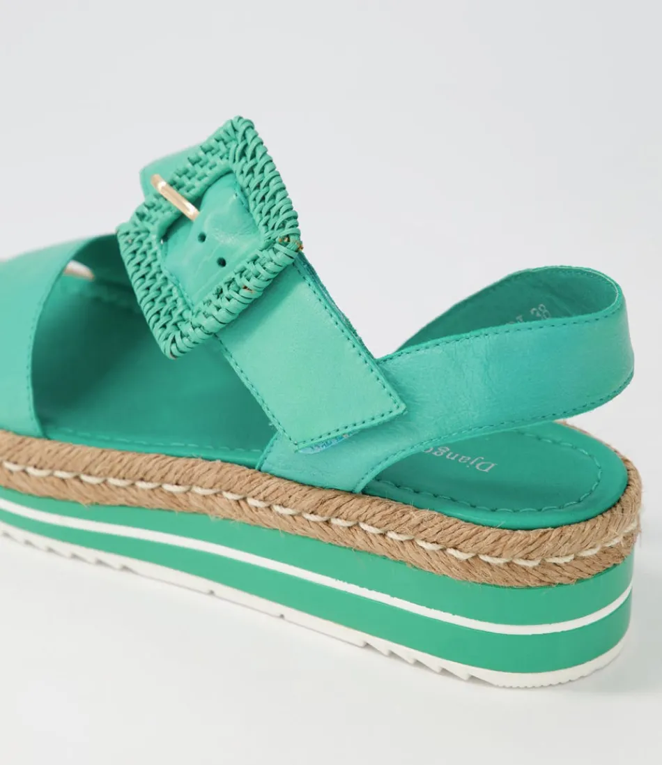 Espadrilles Femme Django & Juliette - Modèle Atory en Cuir Souple Vert Émeraude | Détail Artisanal à Semelle Tressée - Confort Estival Élégant