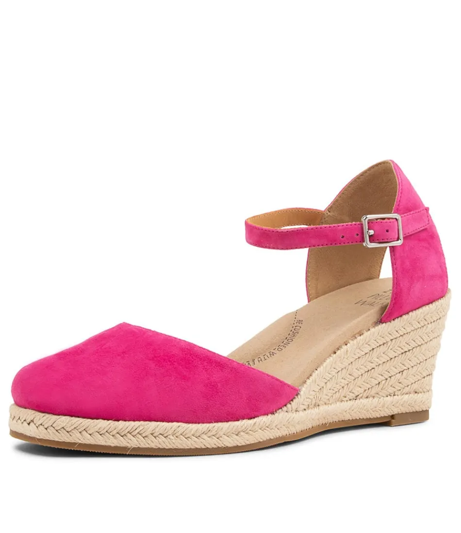 Escarpins espadrilles ZIERA - Élégance féminine pour collection Automne-Hiver | Talons compensés en suédine fuchsia intense