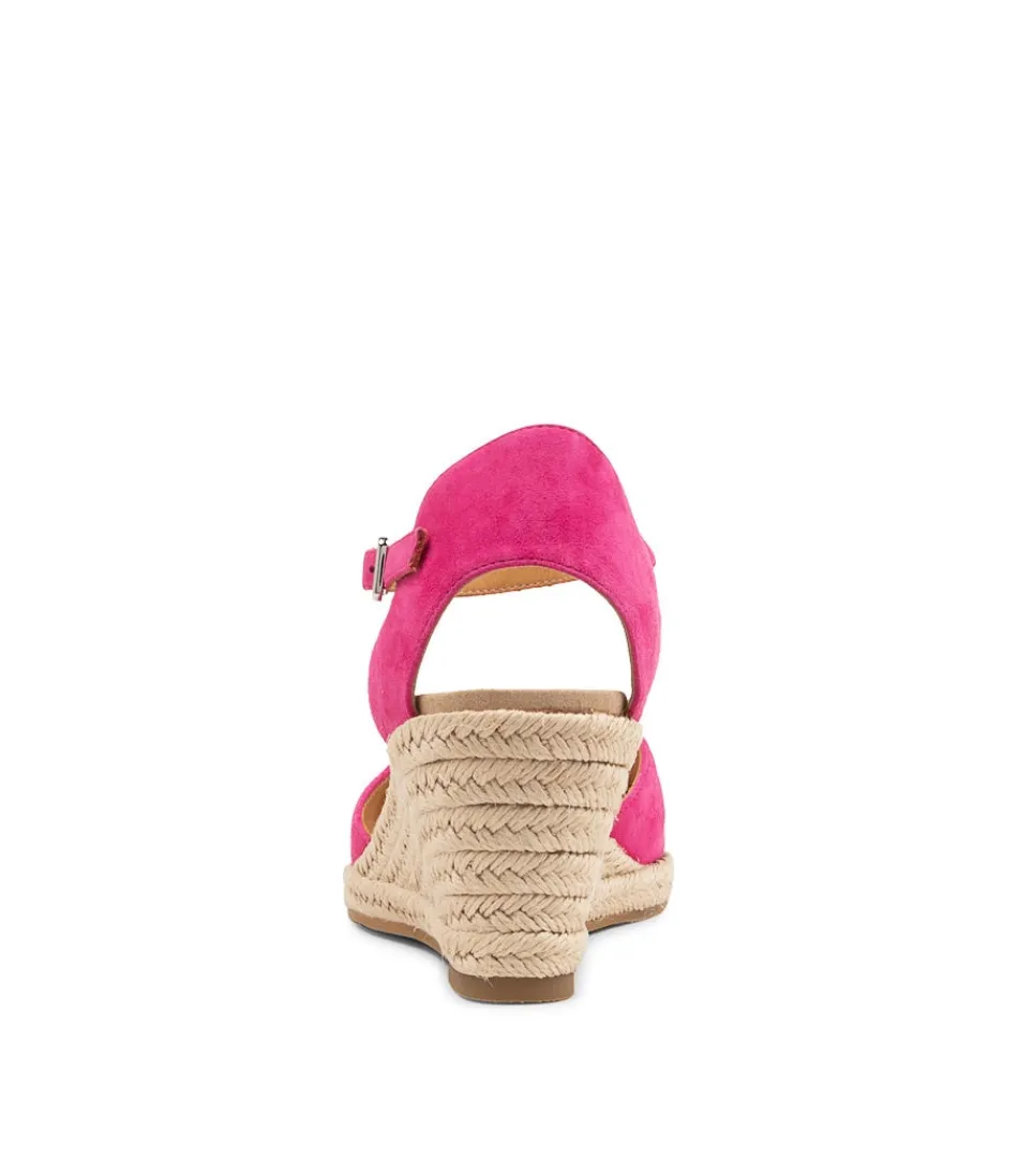 Escarpins espadrilles ZIERA - Élégance féminine pour collection Automne-Hiver | Talons compensés en suédine fuchsia intense