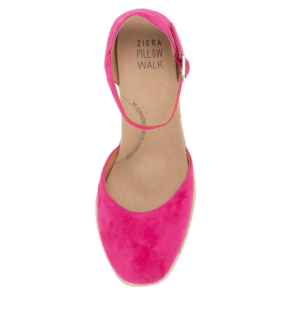 Escarpins espadrilles ZIERA - Élégance féminine pour collection Automne-Hiver | Talons compensés en suédine fuchsia intense