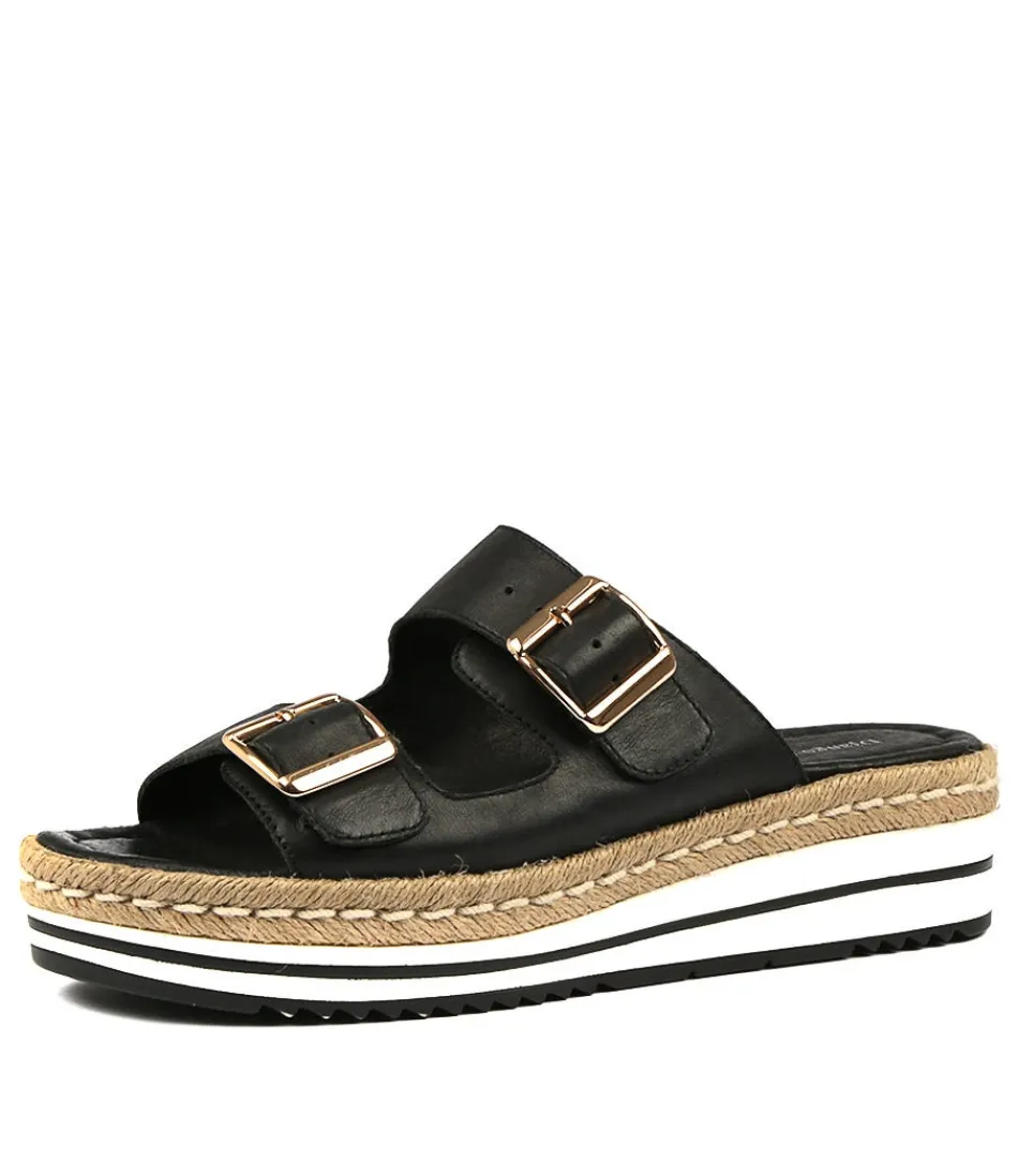 Espadrilles DJANGO & JULIETTE en Cuir Noir Axel - Modèle Femme - Tressage Artisanal - Style Méditerranéen Authentique
