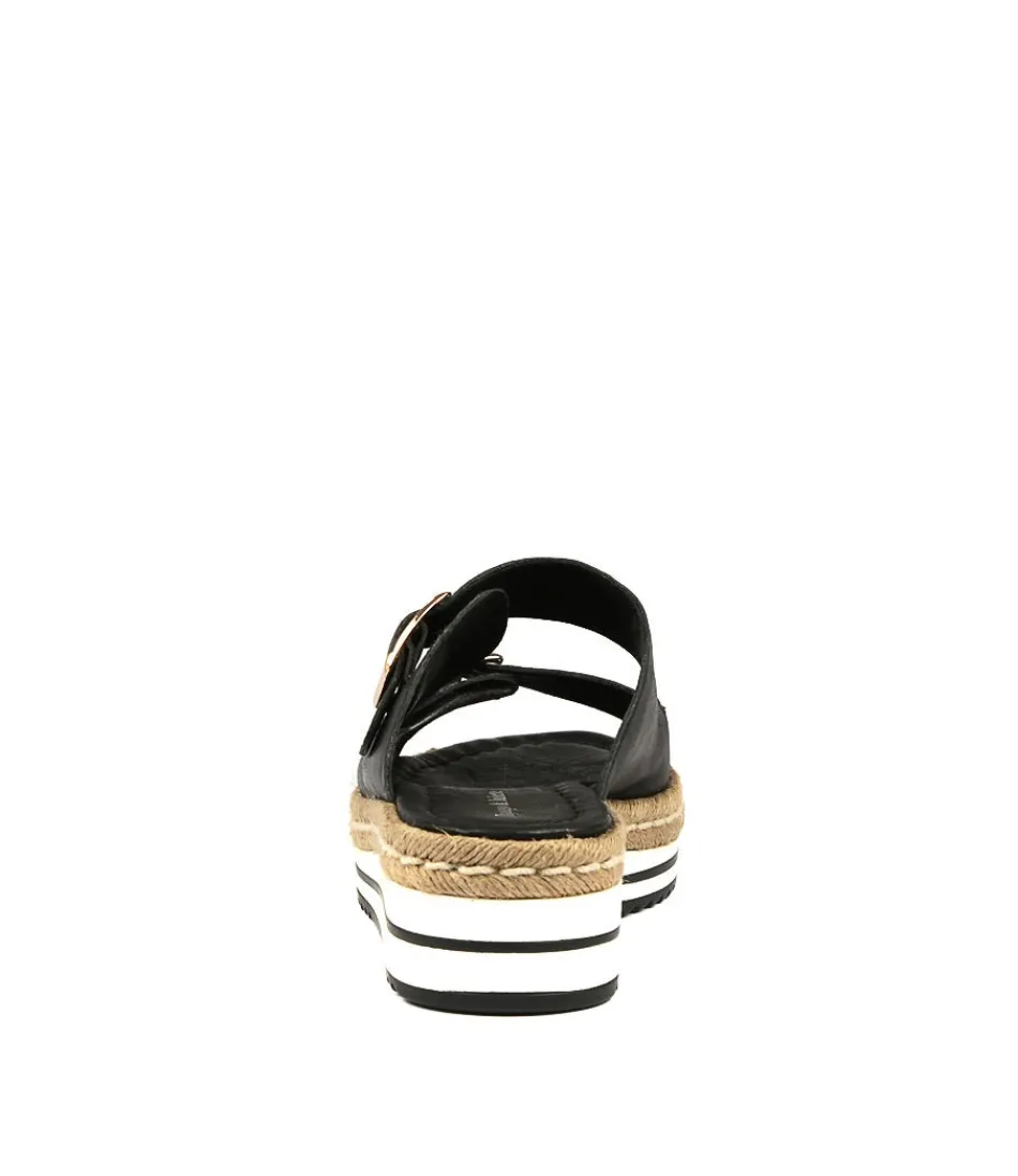 Espadrilles DJANGO & JULIETTE en Cuir Noir Axel - Modèle Femme - Tressage Artisanal - Style Méditerranéen Authentique