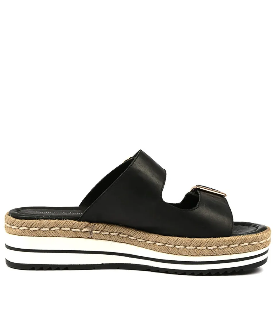 Espadrilles DJANGO & JULIETTE en Cuir Noir Axel - Modèle Femme - Tressage Artisanal - Style Méditerranéen Authentique
