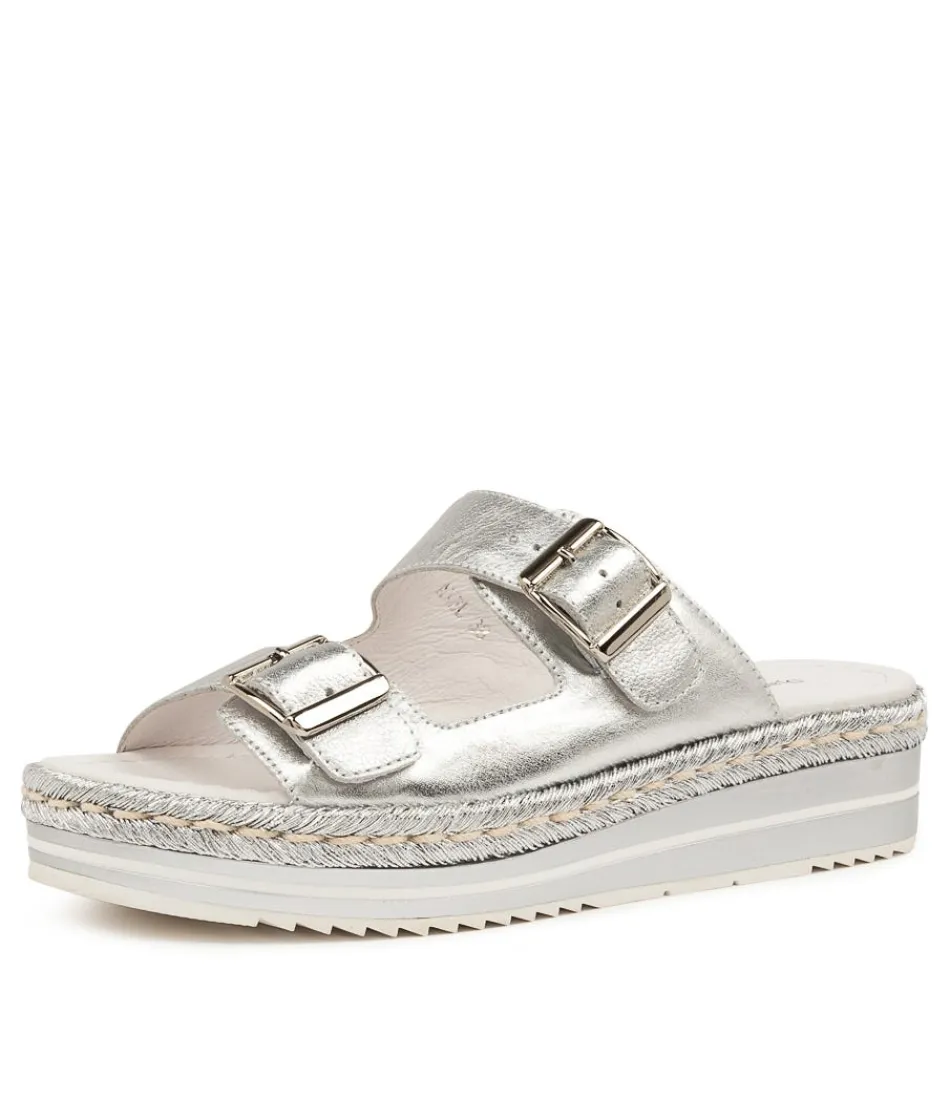 Espadrilles Femme Django & Juliette - Tressage Cuir Argenté Élégant, Style Bohème Chic pour Saisons Lumineuses