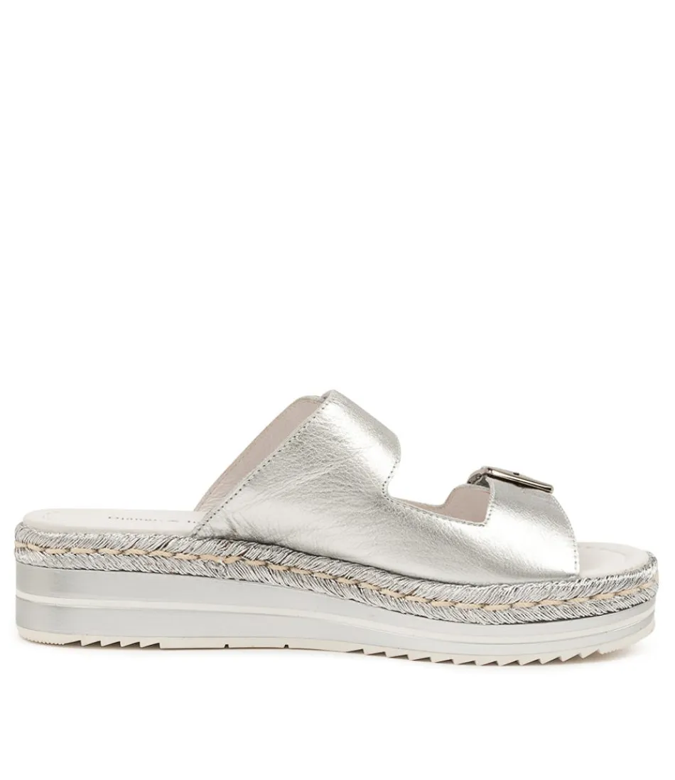 Espadrilles Femme Django & Juliette - Tressage Cuir Argenté Élégant, Style Bohème Chic pour Saisons Lumineuses