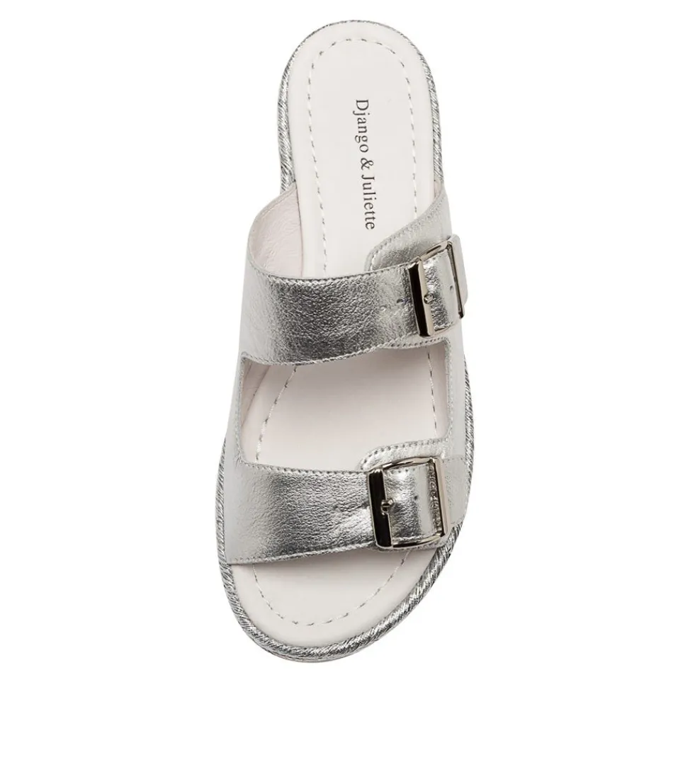 Espadrilles Femme Django & Juliette - Tressage Cuir Argenté Élégant, Style Bohème Chic pour Saisons Lumineuses