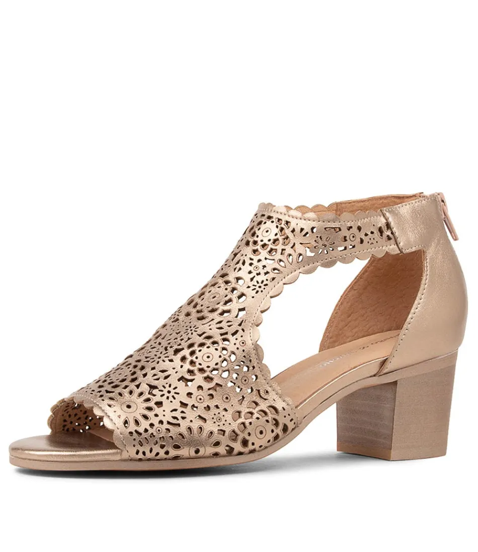 Escarpins DJANGO & JULIETTE Femme - Sandales en Cuir Champagne avec Talon Bames, Style Élégant pour Occasions Spéciales