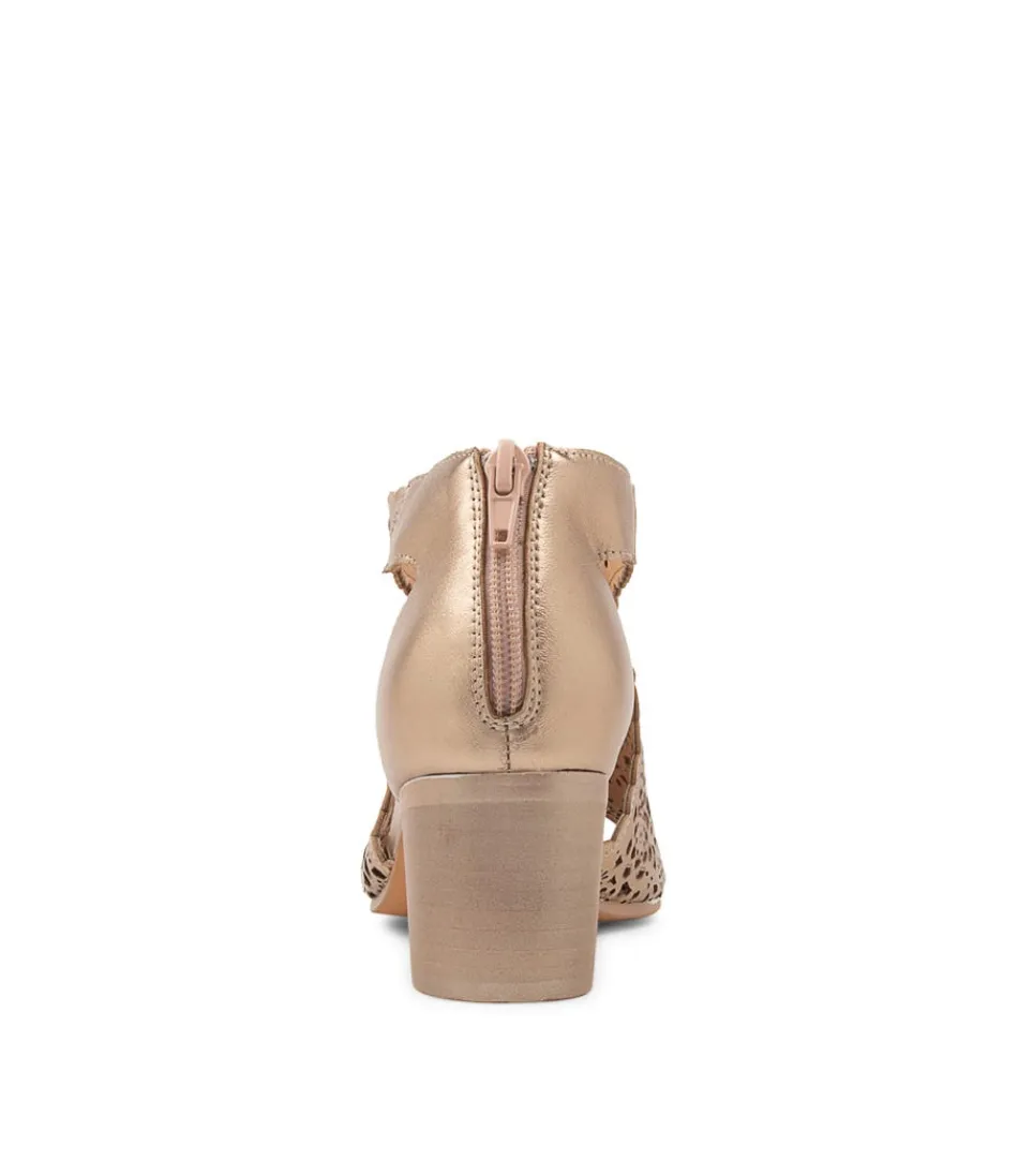 Escarpins DJANGO & JULIETTE Femme - Sandales en Cuir Champagne avec Talon Bames, Style Élégant pour Occasions Spéciales