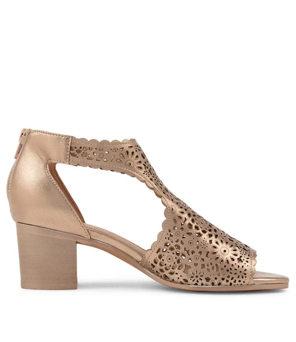 Escarpins DJANGO & JULIETTE Femme - Sandales en Cuir Champagne avec Talon Bames, Style Élégant pour Occasions Spéciales