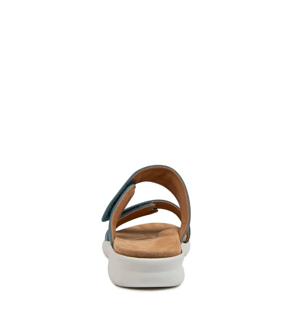 Sandales compensées confortables Barbra pour femme - Design aéré en similicuir, motifs bleu glacier et nacré, semelle ergonomique ZIERA
