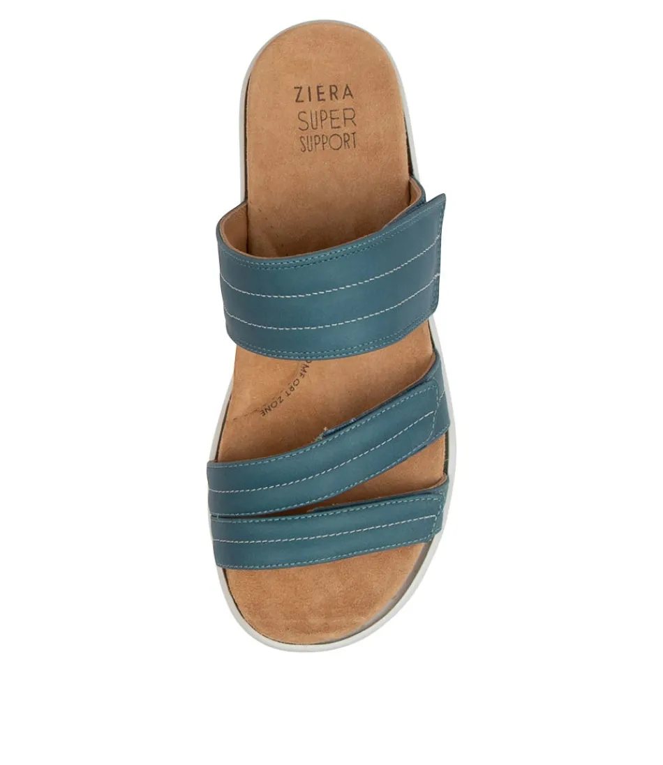 Sandales compensées confortables Barbra pour femme - Design aéré en similicuir, motifs bleu glacier et nacré, semelle ergonomique ZIERA