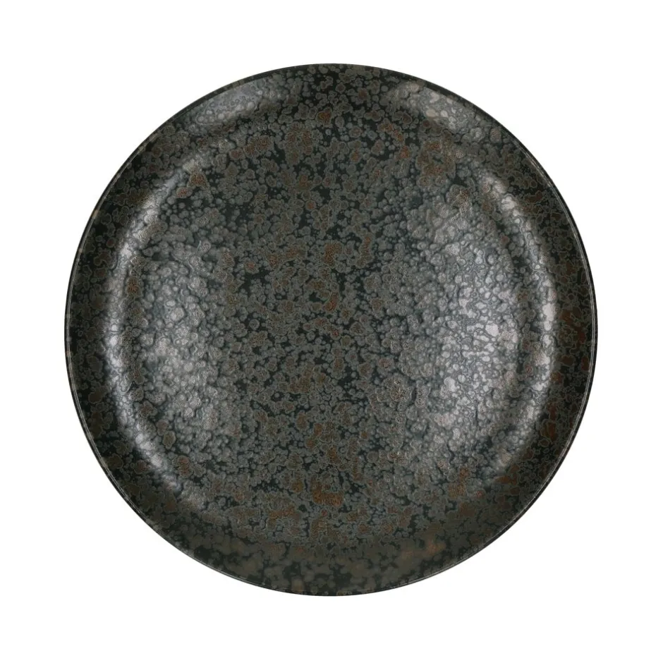 Assiette à dessert en grès Noir intense - Collection Basalt Pomax - Format 21,5 cm de diamètre sur 2,1 cm de hauteur