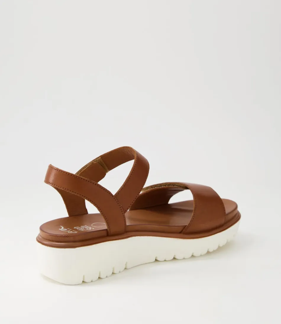 Sandales ARA Confort Femme - Modèle Bilbao 04 en Cuir Souple Cognac Doré