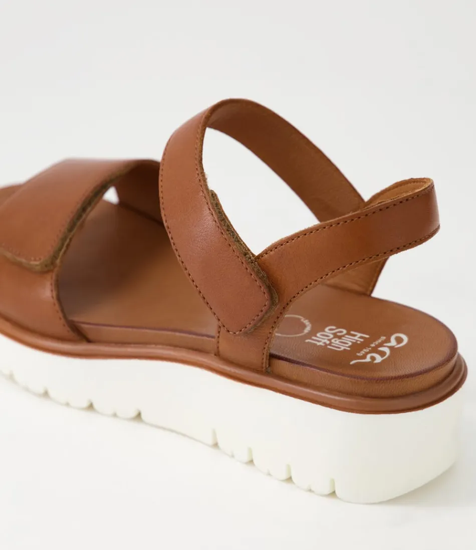 Sandales ARA Confort Femme - Modèle Bilbao 04 en Cuir Souple Cognac Doré