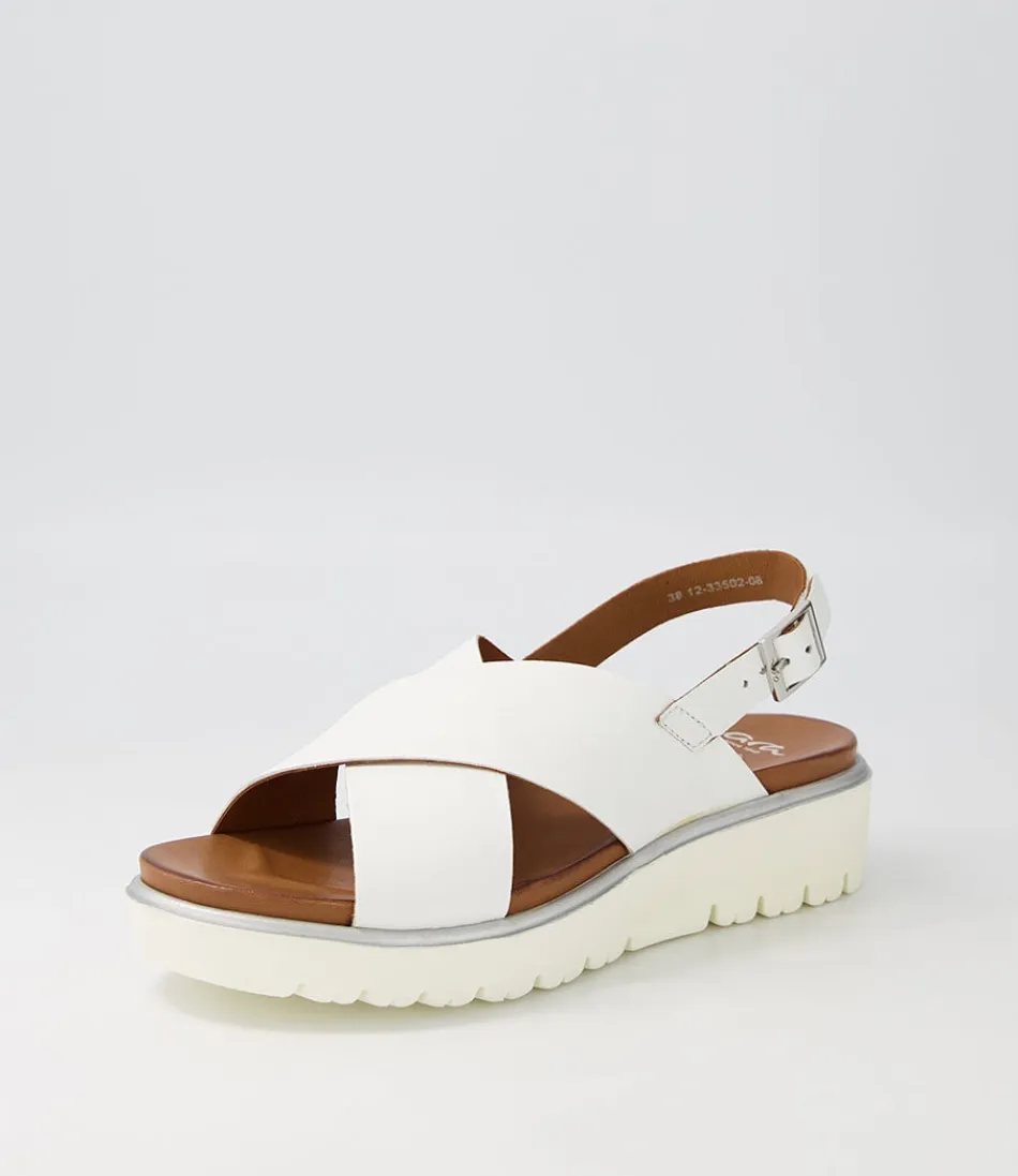 Sandales Élégantes en Cuir Blanc Authentique - Modèle Bilbao 02 avec Soutien Plantaire Doux par ARA