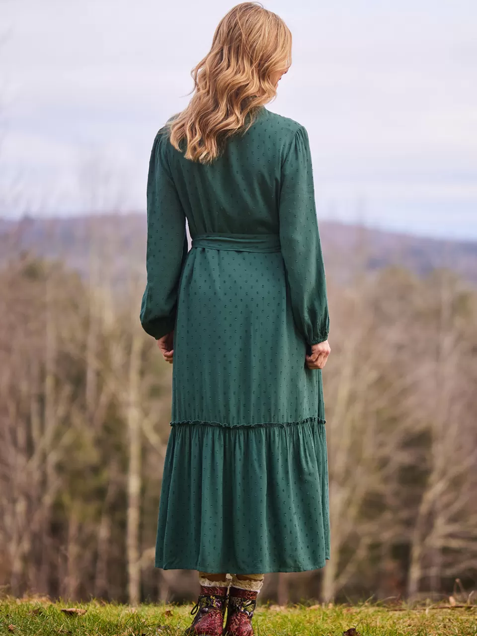 Robe Bistro Élégante - Nuances de Forêt Profonde | Collection Exclusive April Cornell Style Bohème Printanier