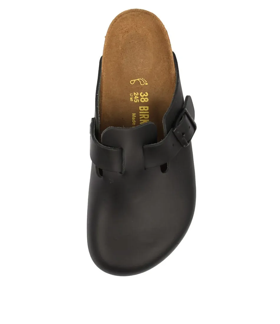Sandales Boston BIRKENSTOCK en Cuir Lisse Noir - Confort Optimal pour Femme - Modèle Classique Intemporel