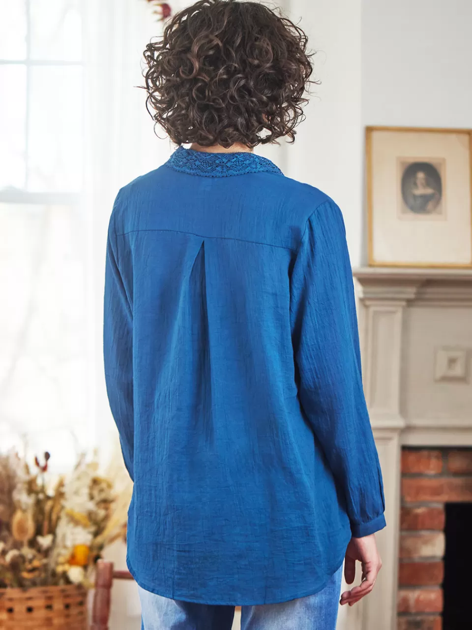Blouse Bostonienne Style Intemporel – Bleu Cadet en Promotion chez April Cornell