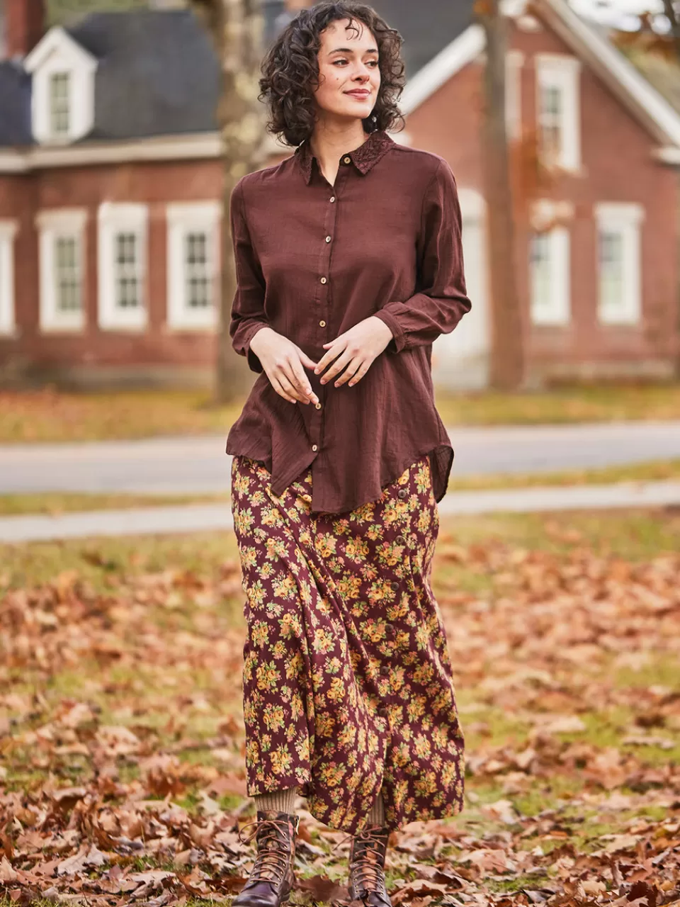 Chemise Boston chocolat fondant - Collection printemps April Cornell à petit prix