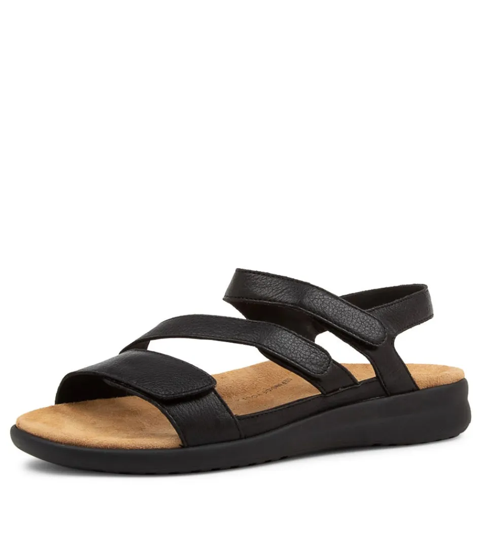 Sandales à Plateforme Confortables en Cuir Noir Brillant - Modèle Boyde XW pour Femme par ZIERA
