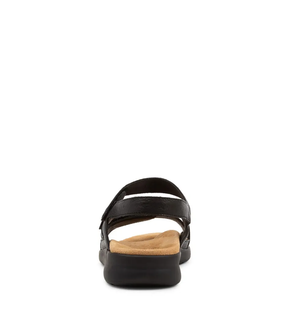 Sandales à Plateforme Confortables en Cuir Noir Brillant - Modèle Boyde XW pour Femme par ZIERA