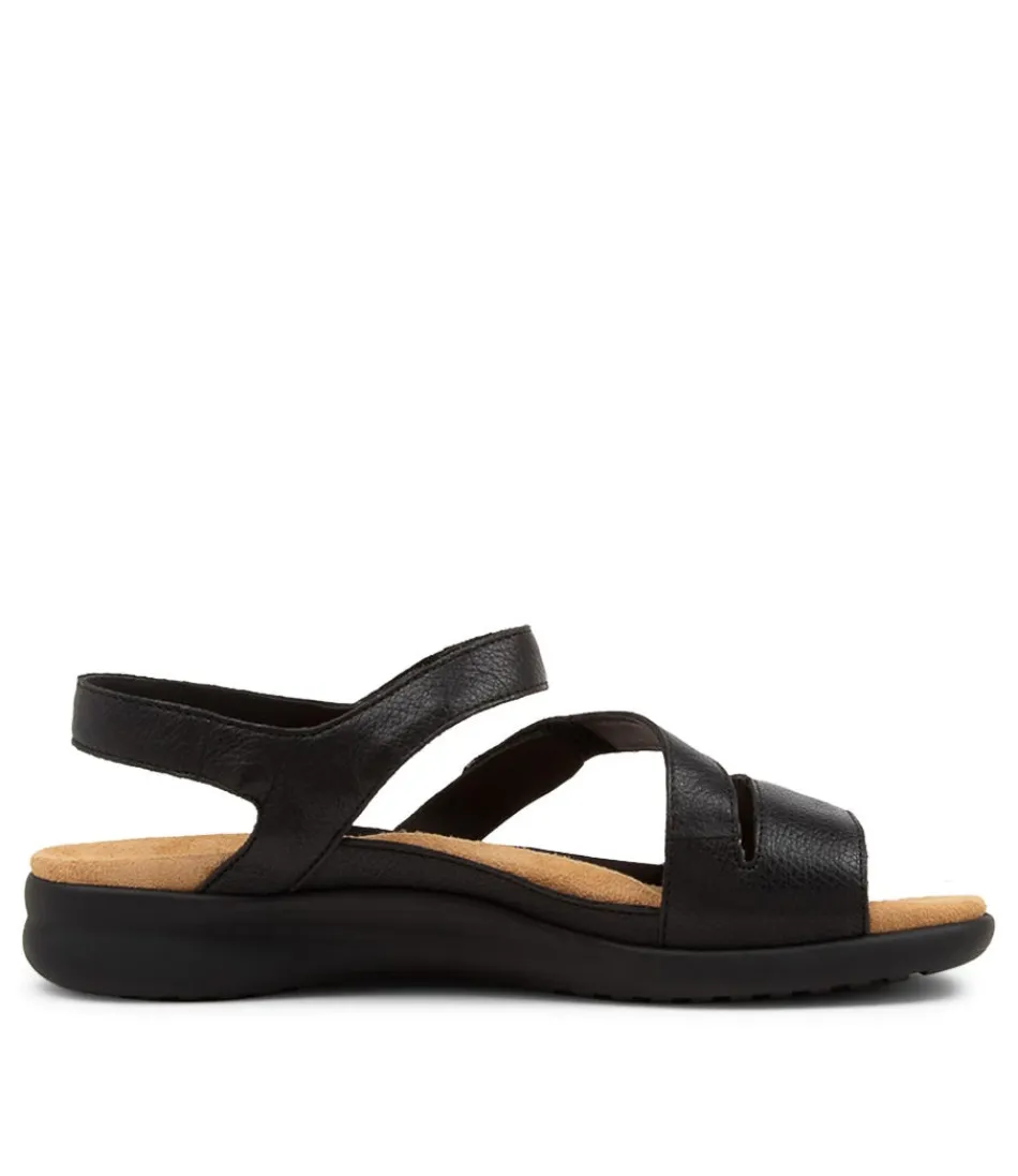 Sandales à Plateforme Confortables en Cuir Noir Brillant - Modèle Boyde XW pour Femme par ZIERA