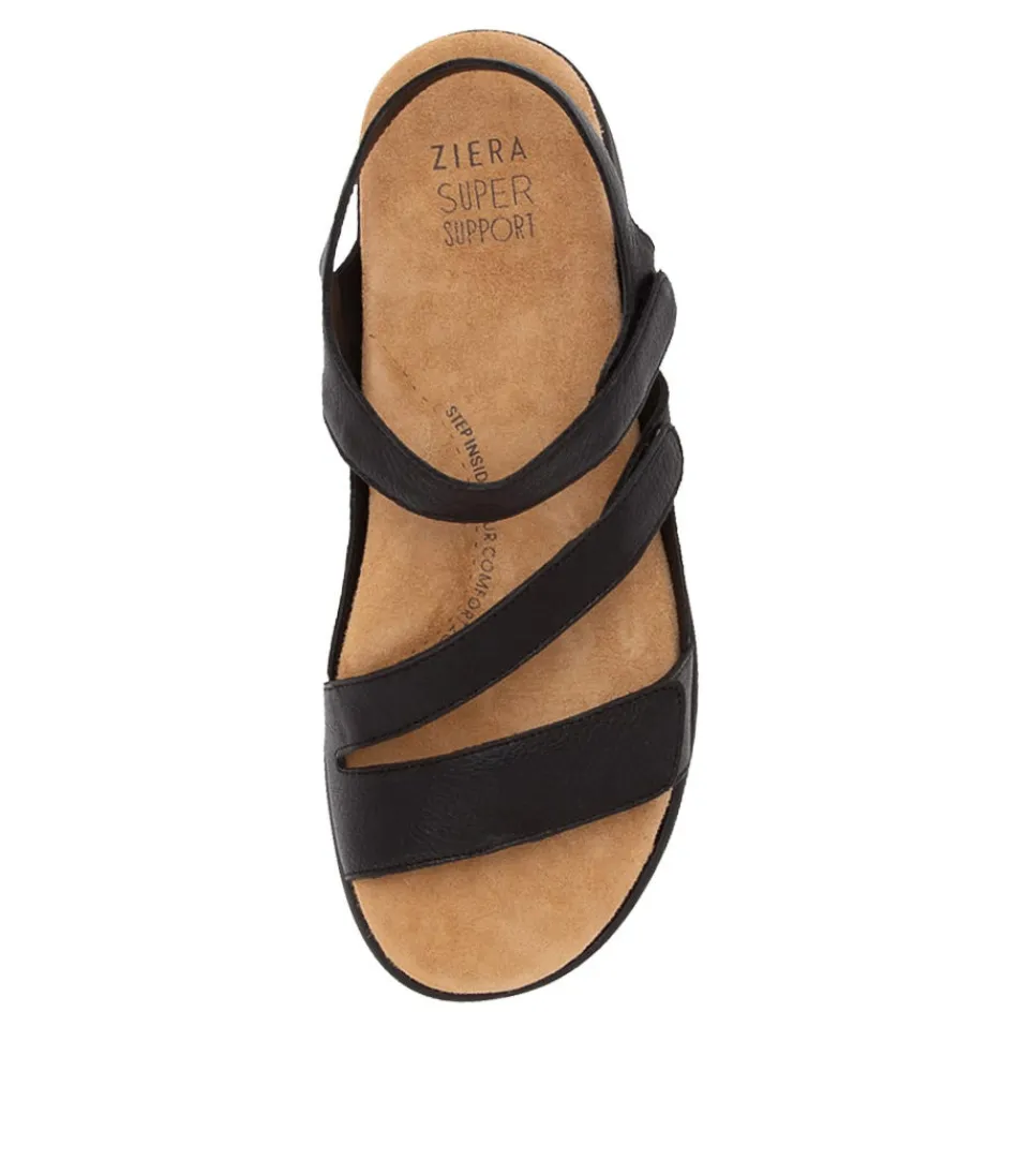 Sandales à Plateforme Confortables en Cuir Noir Brillant - Modèle Boyde XW pour Femme par ZIERA