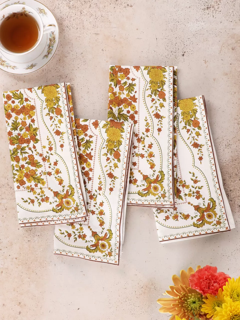 Lot de 4 serviettes de table Bramley - Style printanier en édition déstockage April Cornell