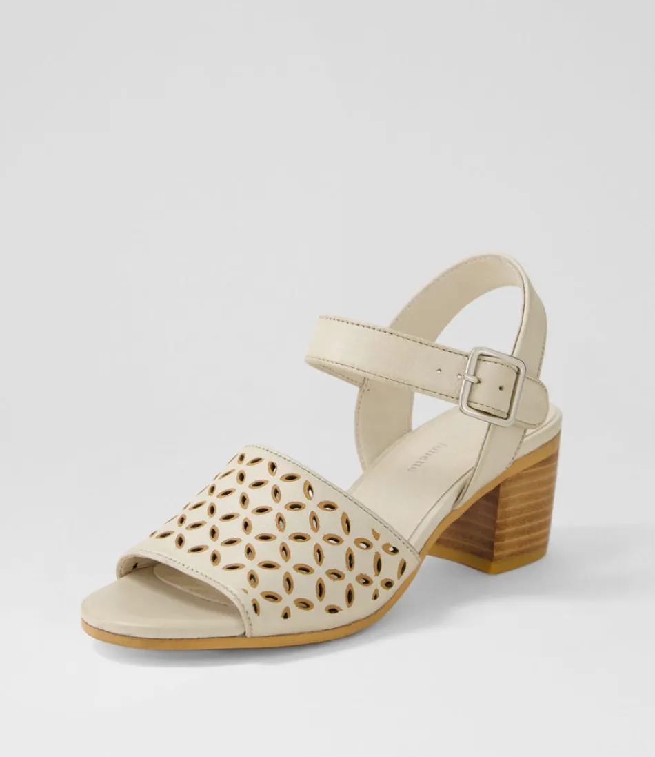 Sandales à talons élégantes DJANGO & JULIETTE - Modèle Brita en cuir souple couleur amande doré pour femme