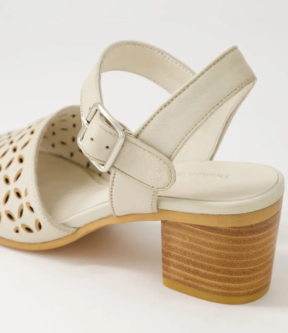Sandales à talons élégantes DJANGO & JULIETTE - Modèle Brita en cuir souple couleur amande doré pour femme