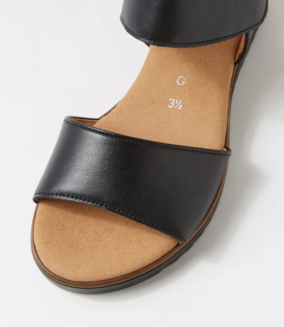 Sandales Femme GABOR Briva - Cuir Noir Souple avec Soutien Plantaire Confortable