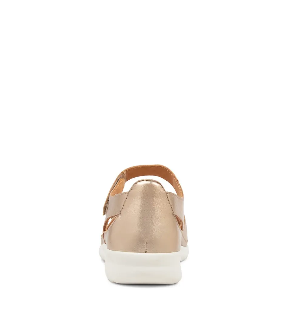 ZIERA - Sandales compensées femme en cuir véritable champagne-bronzé - Confort élégant
