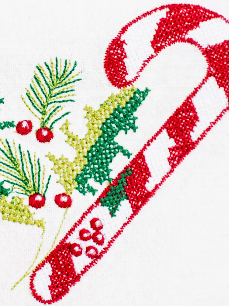 Tablier Artisanal Brodé Motif Canne de Noël – Promotion Éclair April Cornell