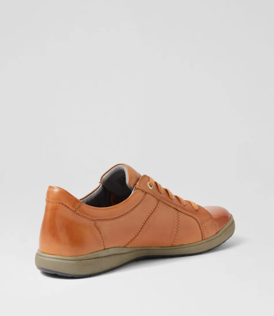 Josef Seidel Baskets Femme Confort Camel - Modèle Caren 42 en Cuir Souple avec Détails Texturés
