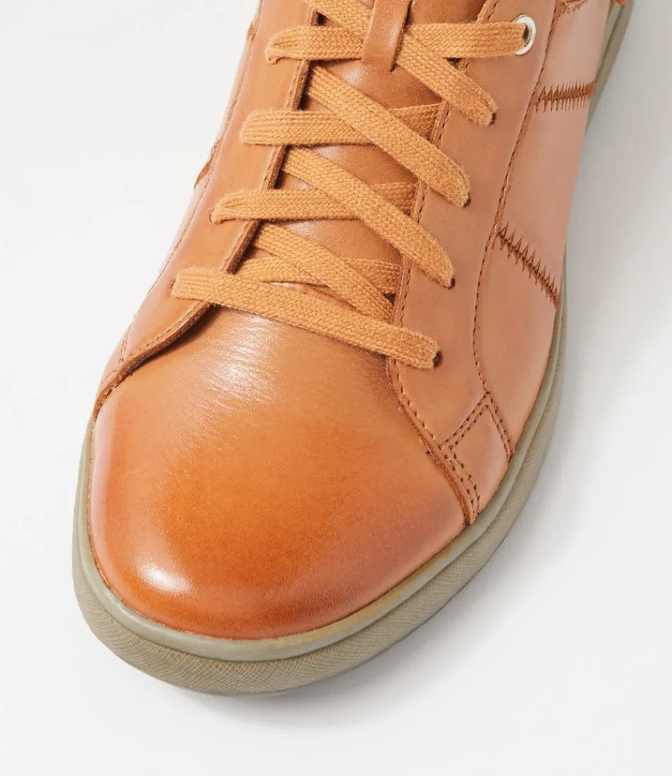 Josef Seidel Baskets Femme Confort Camel - Modèle Caren 42 en Cuir Souple avec Détails Texturés